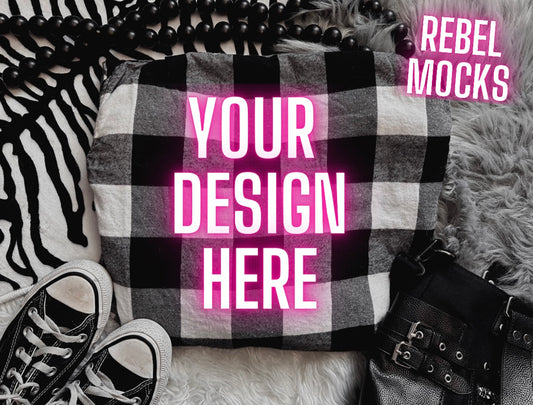 Black and White Checkered Flannel Mock Up