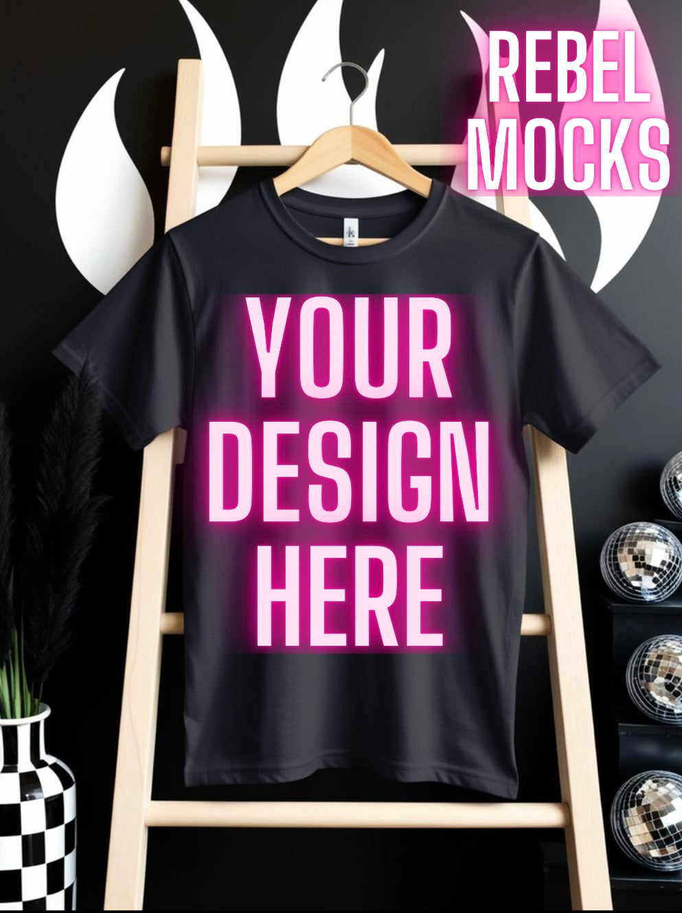 Black Tee Edgy Neutral Checkered Mock up