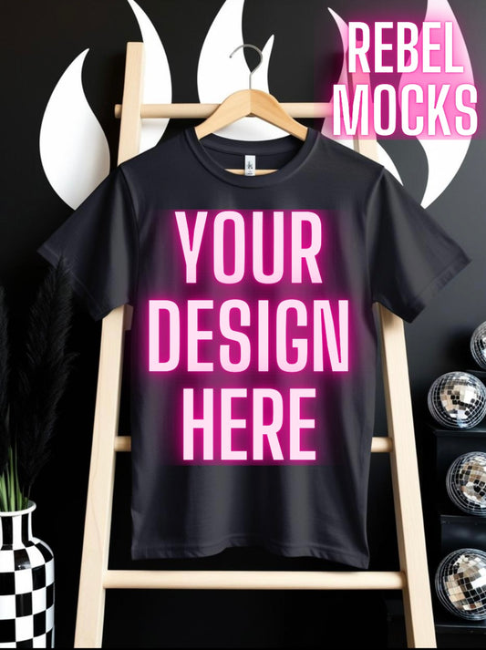 Black Tee Edgy Neutral Checkered Mock up