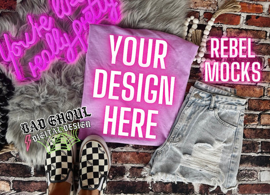 CC Neon Violet Flat Lay Mock Up trendy