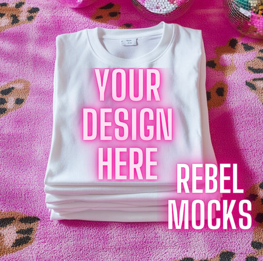 White Tee Trendy Flat Lay Mock Up