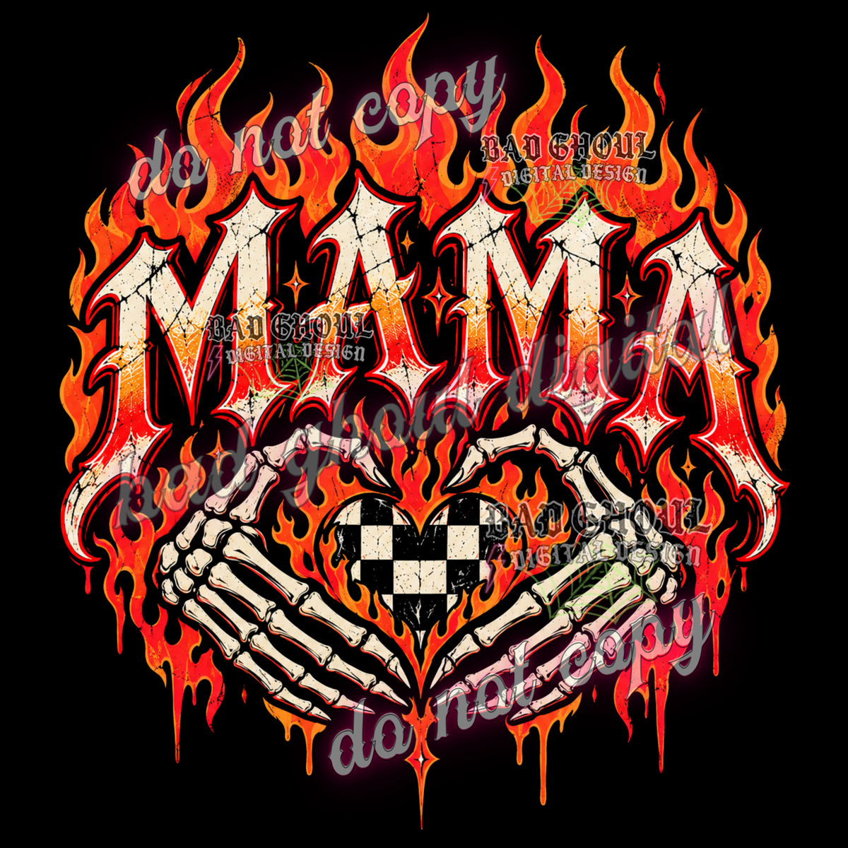 Mama | Fire Heart I  PNG DOWNLOAD BLACK FAB ONLY