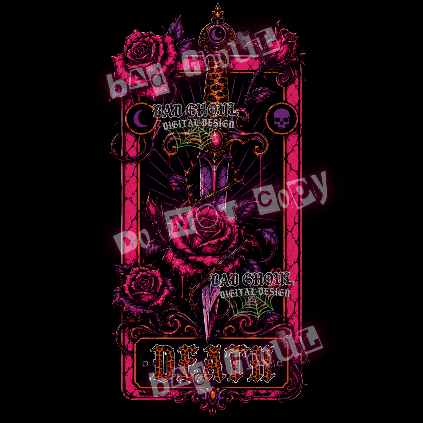 Death | Rose Dagger | PNG DOWNLOAD | Black Fabric Only