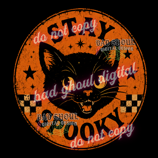 Stay Spooky | Black Cat | PNG DOWNLOAD BLACK FAB ONLY
