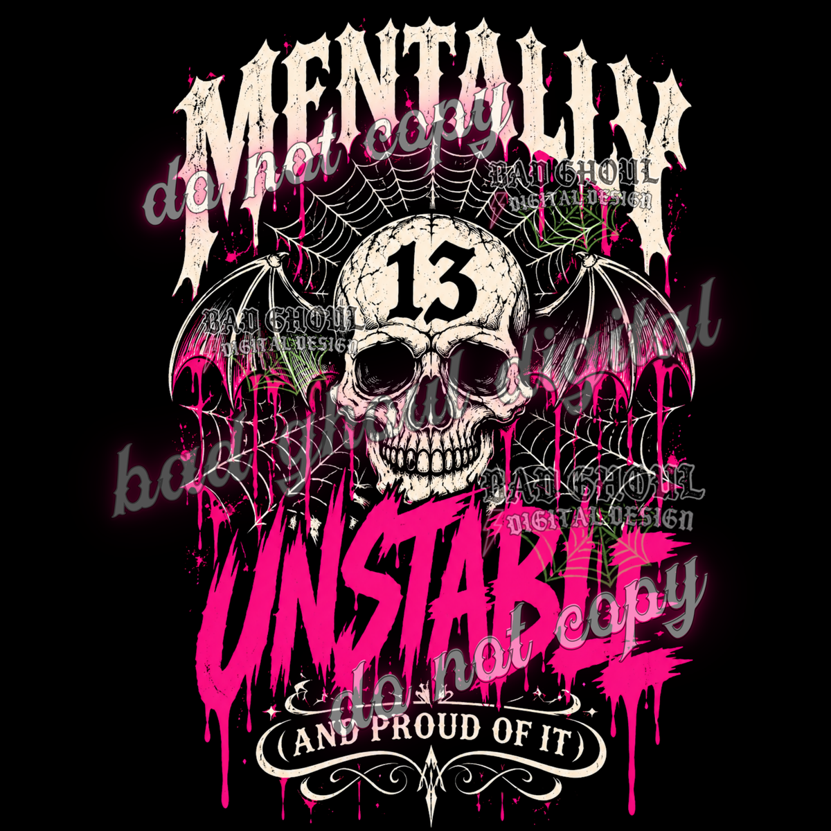 Mentally Unstable | PNG DOWNLOAD BLACK FAB ONLY