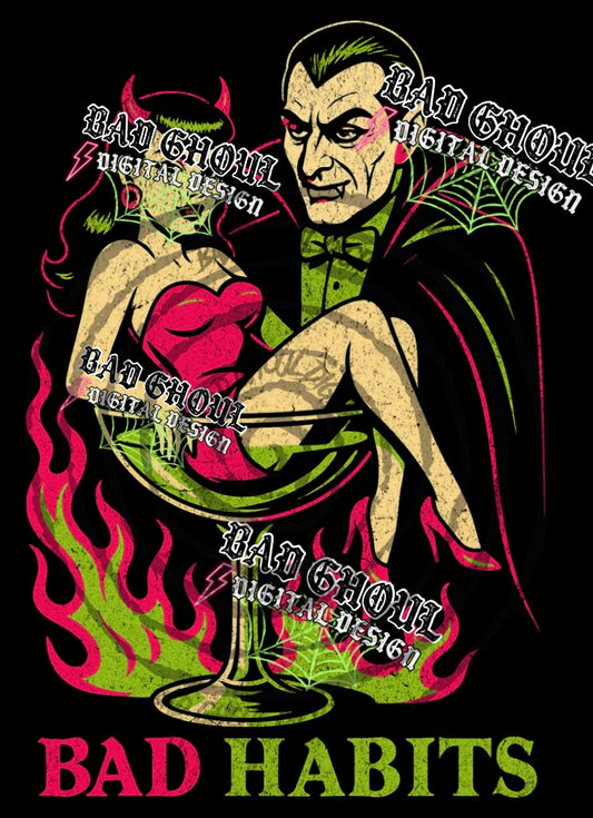 Bad Habits-PNG DOWNLOAD Black Fabric Only