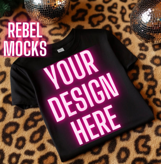 Black Tee Flat Lay Mock Up TRENDING