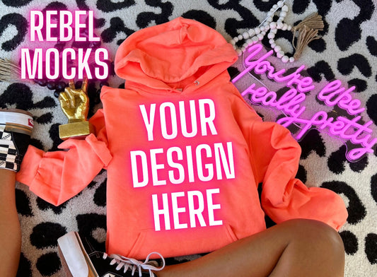 Jerzee Heather Retro Coral Flat Lay Mock Up TRENDING