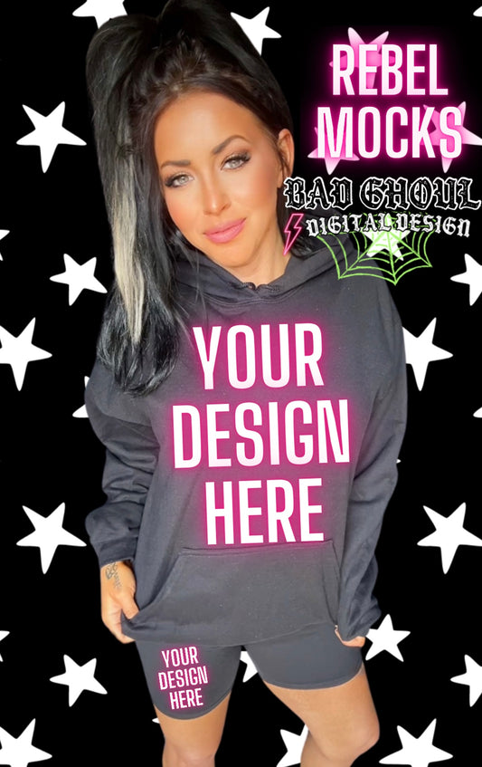 Black Hoodie IRL Model Mock Up TRENDING