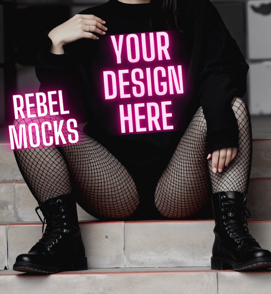 Black Crew Neck Sweatshirt Alternative Model  Mock Up