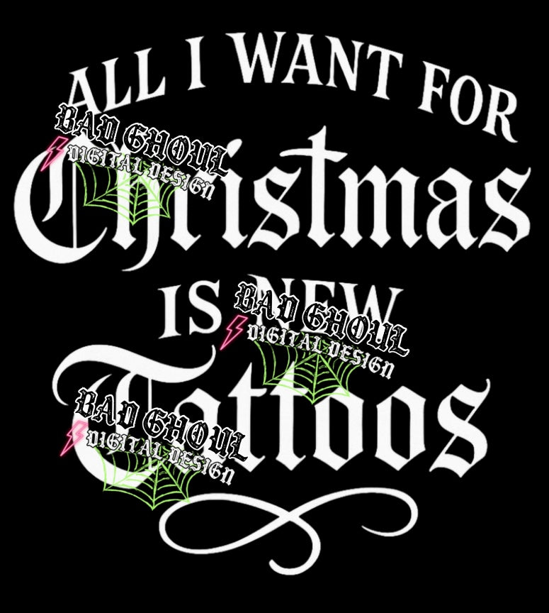 Christmas Tattoos PNG DOWNLOAD Black Fabric Only