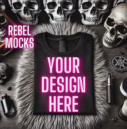 Black Tee Alternative Flat Lay Mock Up