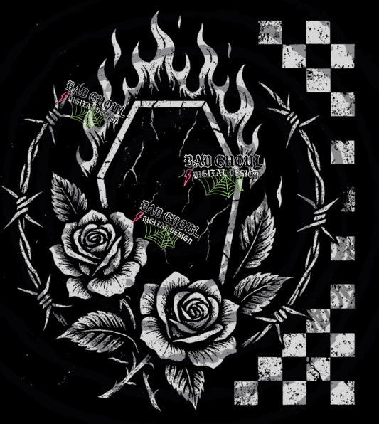 Coffin Checkered PNG DOWNLOAD Black Fabric Only