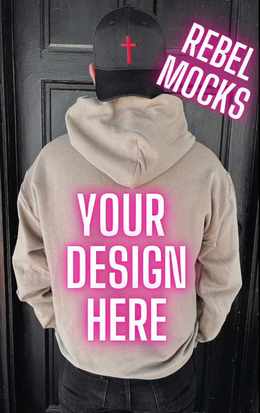 Mens Alt Style jerzee safari back Hoodie Model Mock Up