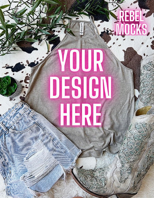 Western Vibes Bella Canvas Tank Flat Lay Mock UP