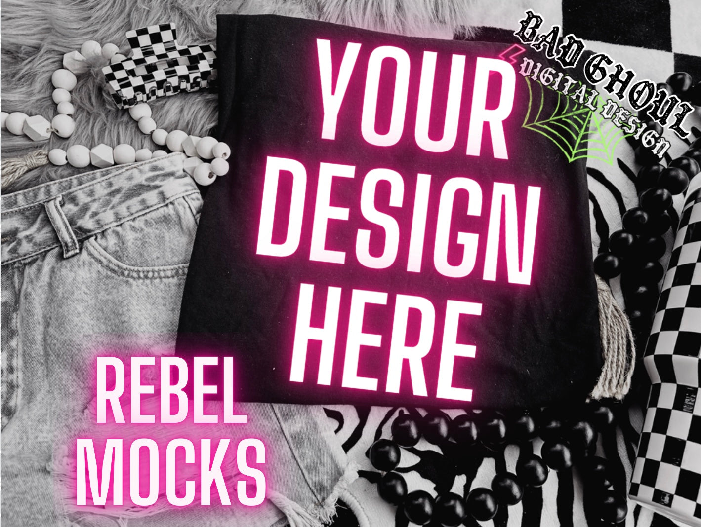 Black Tee TRENDING Flat Lay Mock up