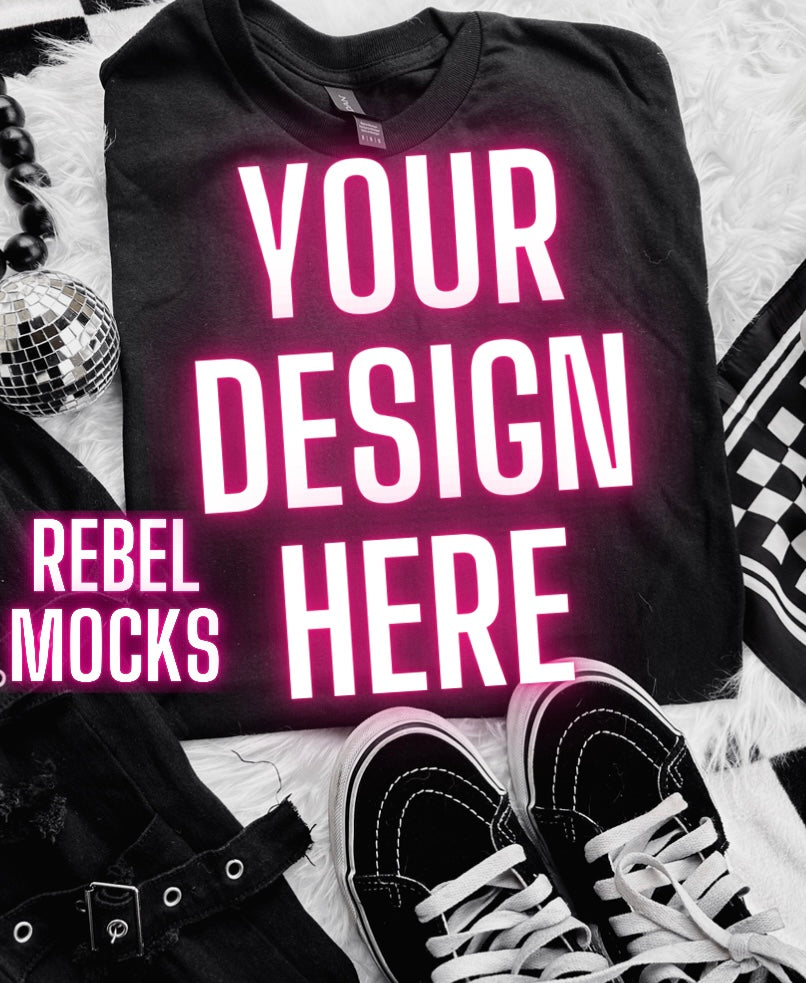 Black Alt Emo Grunge Goth Spooky Flat Lay Trending Mock Up