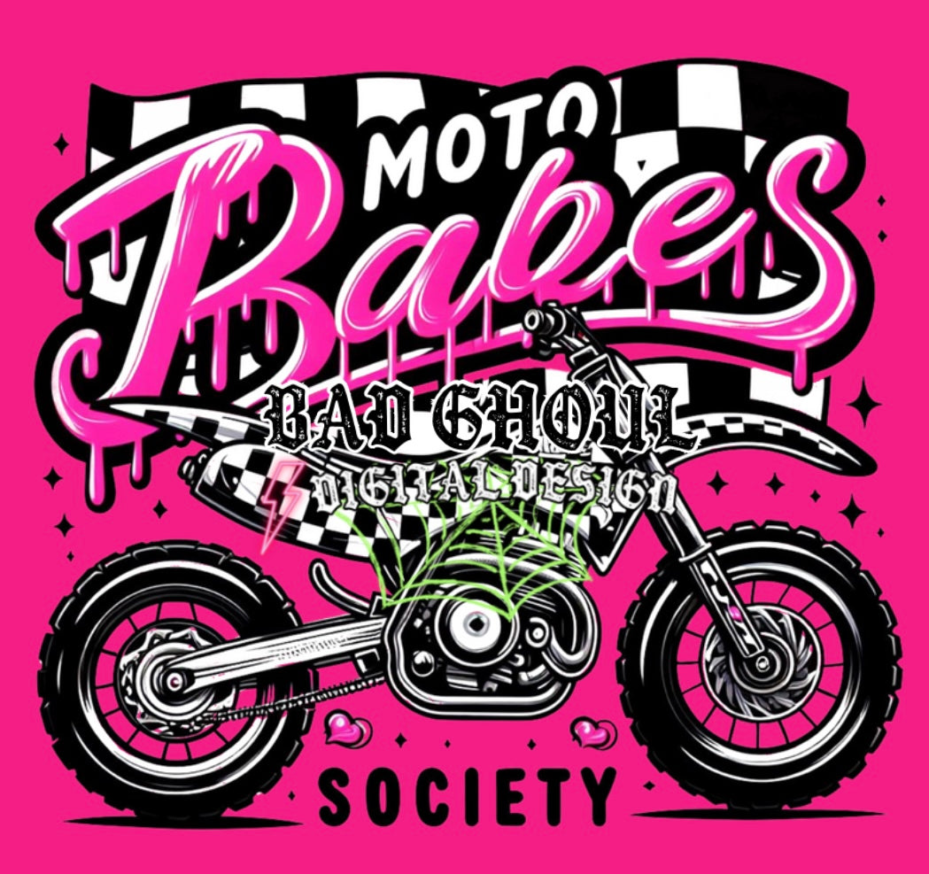 Moto Babes Society Download PNG With Checkered Sleeve