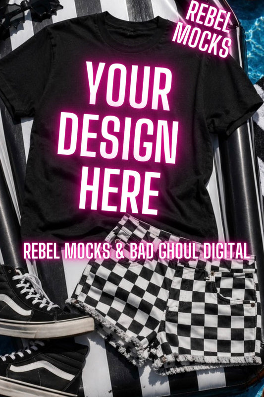 Black Tee|Edgy Summer Alternative Mock Up