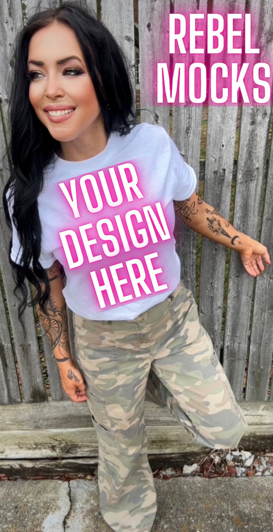 White Tee Model Mock Up Edgy Vibes