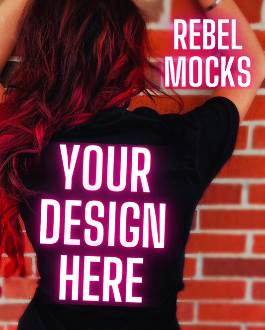 Black Tee Back Model Mock Up