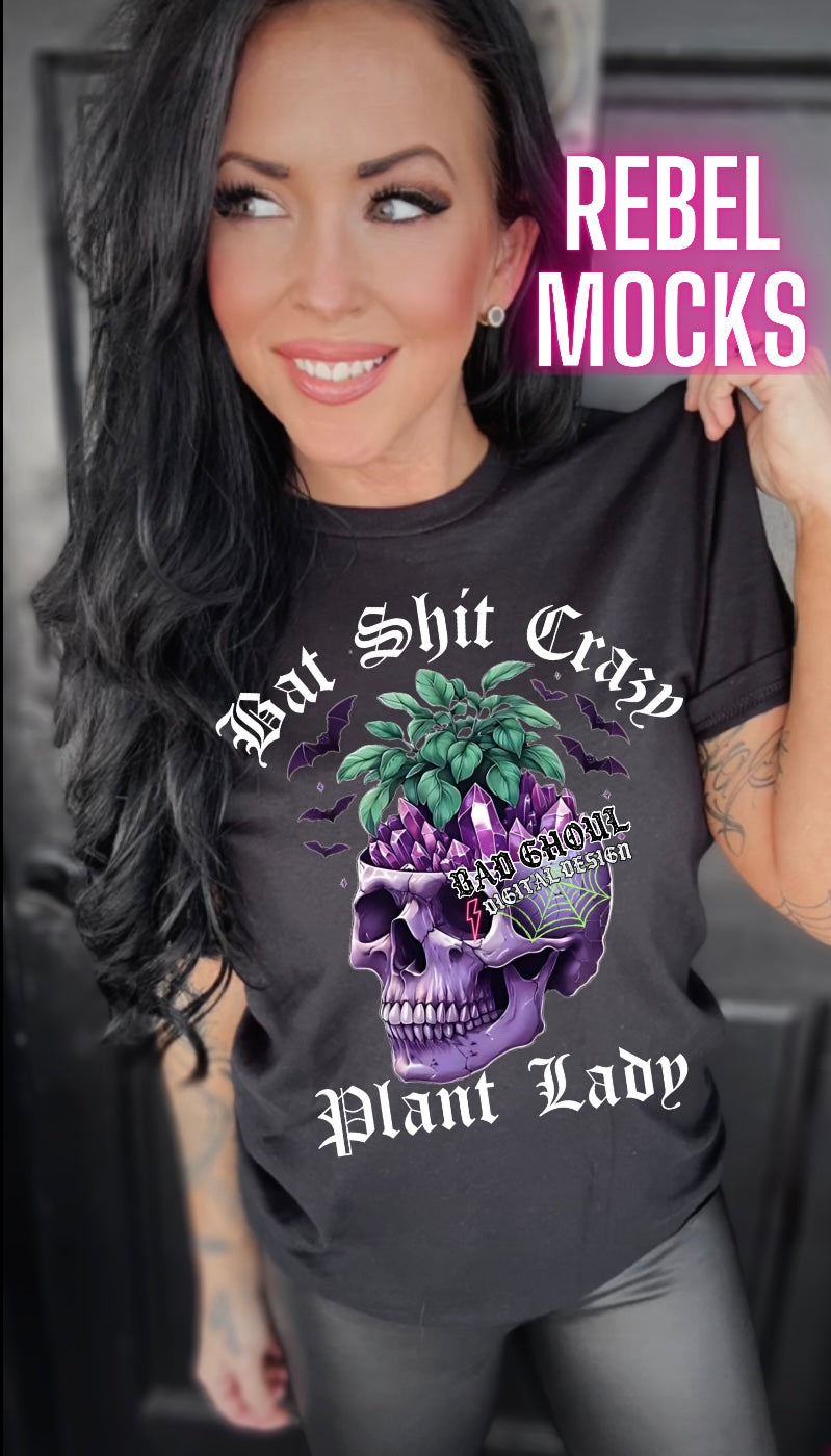 Bat Shit Crazy Plant Lady PNG Download 2 files black and white