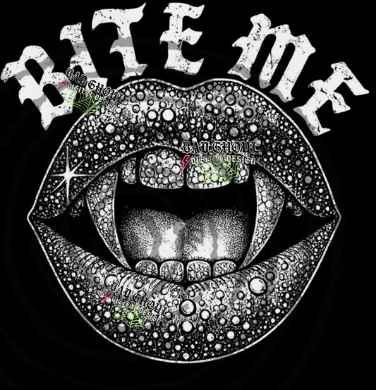 Bite Me PNG DOWNLOAD black fabric only