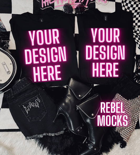 Black Tee Alternative Flat Lay Mock Up