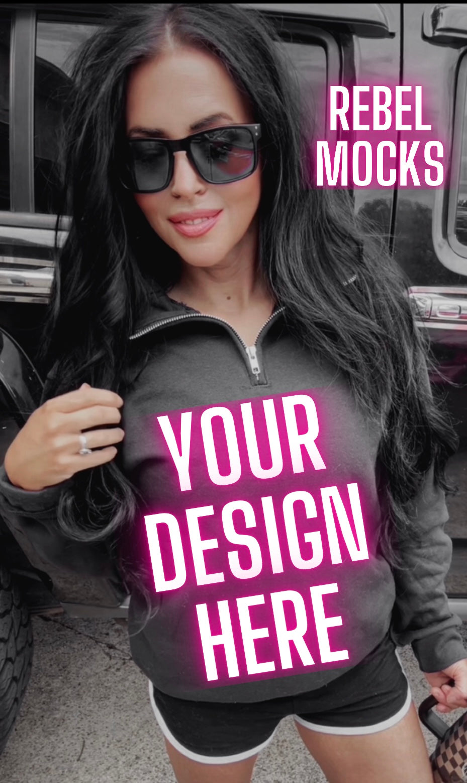 Jerzee Black 1/4 Zip Sweatshirt EDGY Model Mock Up