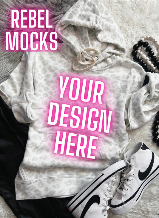J America Snow Leopard Hoodie Flat Lay Mock Up TRENDING