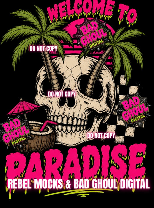 Welcome To Paradise |Black Fabric|PNG DOWNLOAD