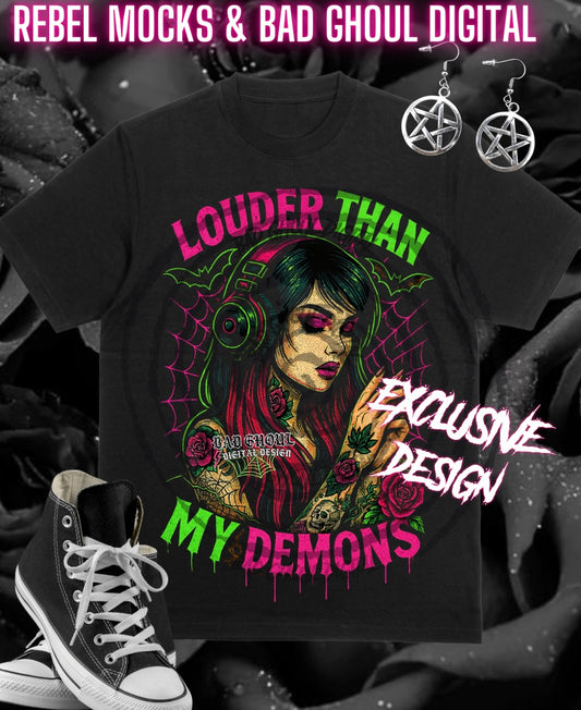Exclusive Louder Than My Demons PNG DOWNLOAD Black Fabric ONLY