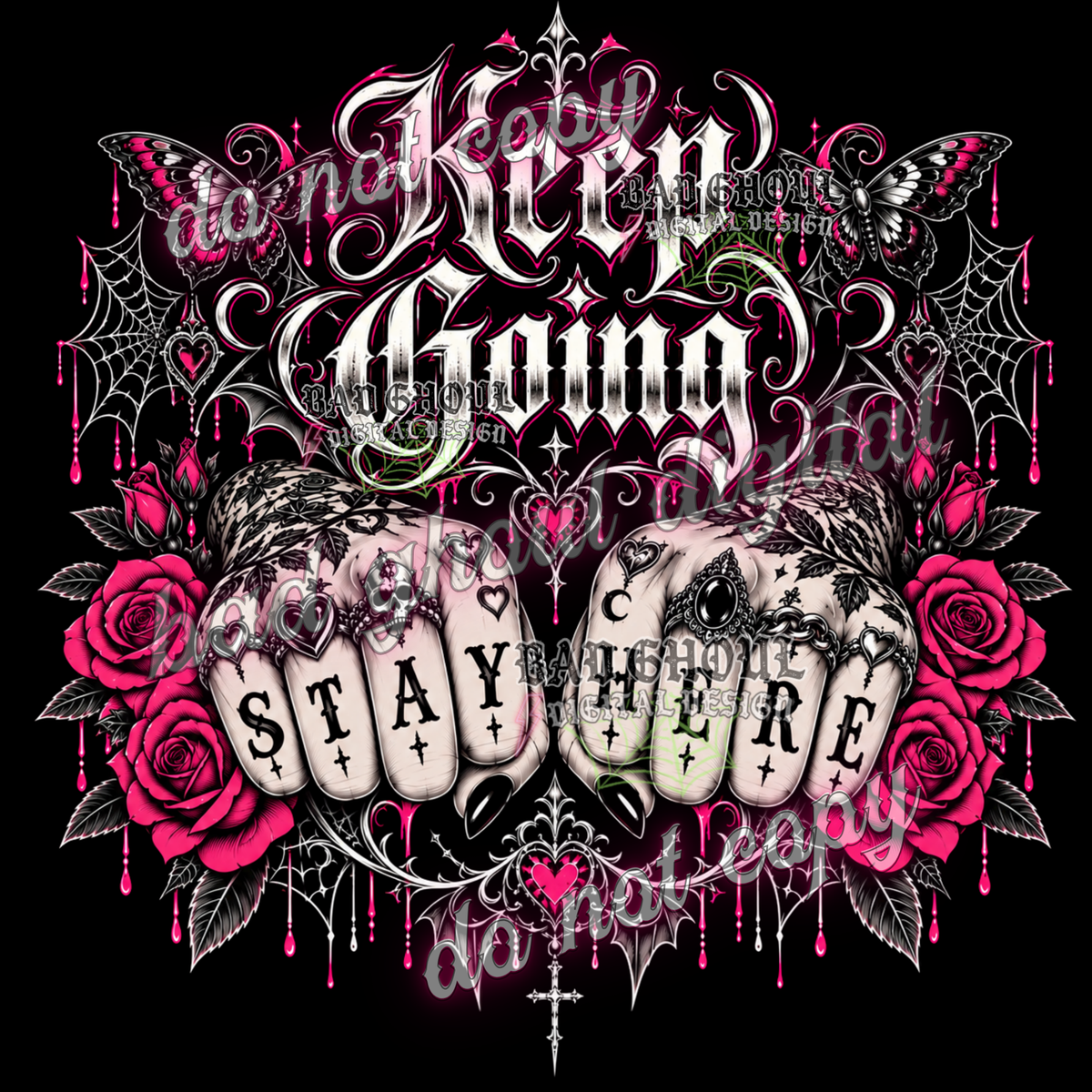 Keep going | Knuckle Tattoos| PNG DOWNLOAD BLACK FAB ONLY