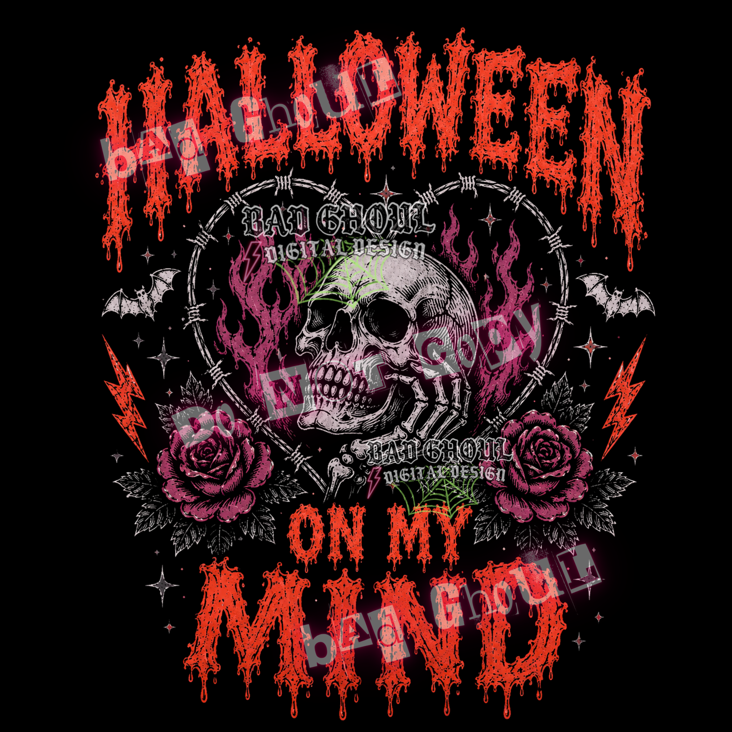 Halloween on my mind | PNG DOWNLOAD | Black Fabric Only