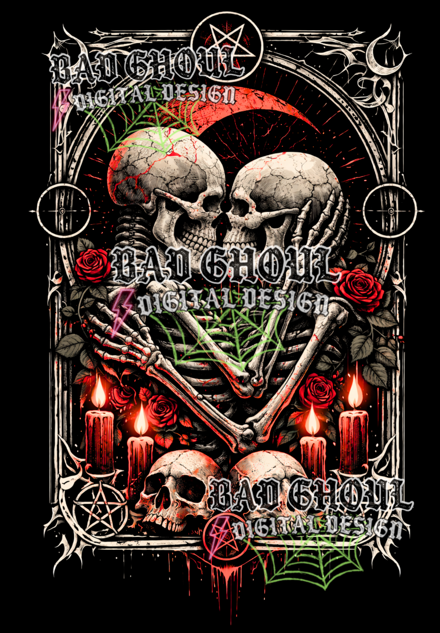 Lovers RED - Skellies Gothic Frame | PNG DOWNLOAD BLACK FAB ONLY