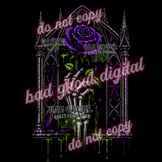 Cathedral + Purple Rose | PNG DOWNLOAD BLACK FAB ONLY