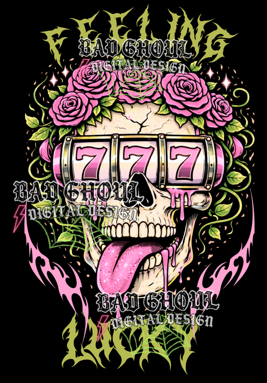 Feeling Lucky | PNG DOWNLOAD BLACK FAB ONLY
