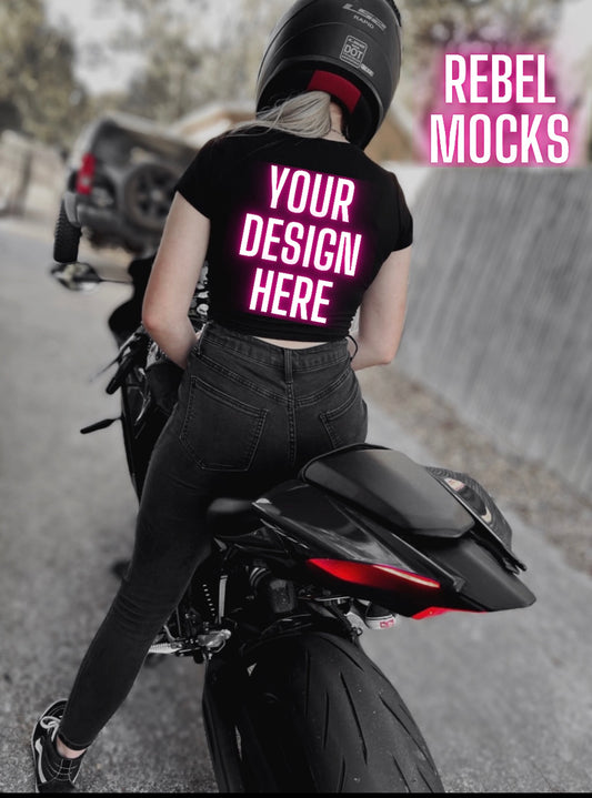 Yamaha Rocket Baddie Black Crop Model Mock Up