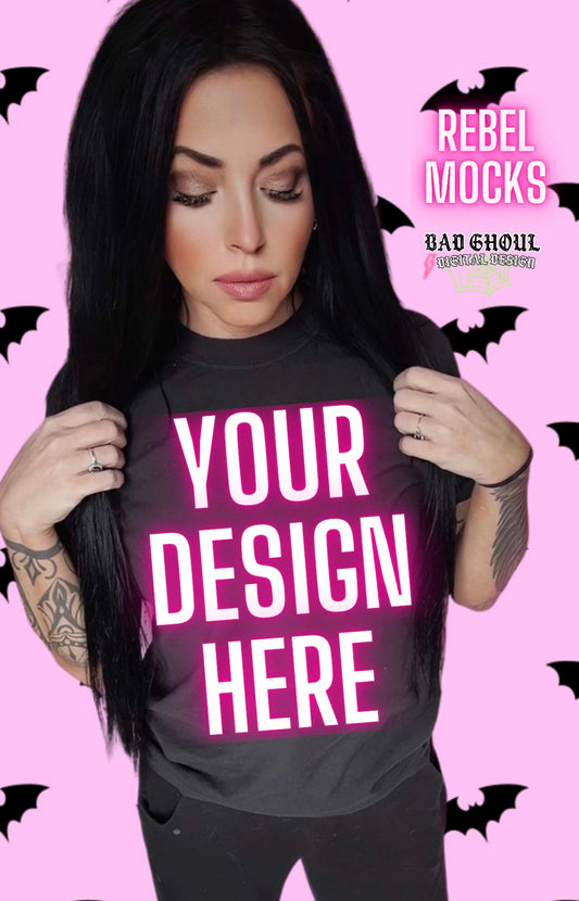 Black Tee IRL Model Mock Up TRENDING