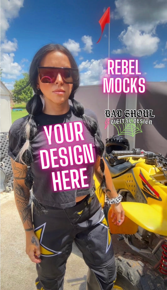 Moto Black Mid Crop Model Mock Up