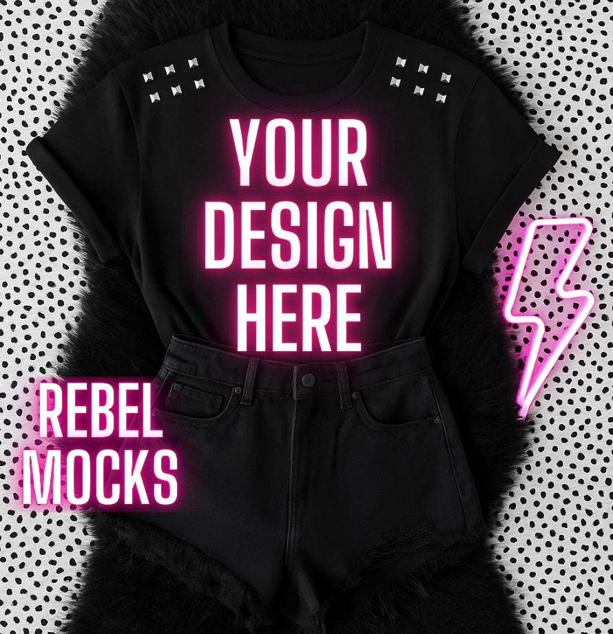 Black Stud Tee Flat Lay Alternative Mockup