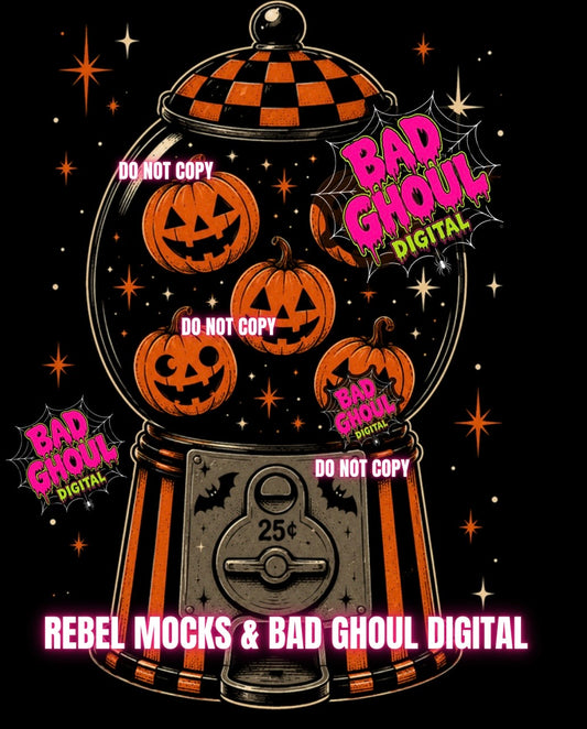 Pumpkin Gumballs| Black Fabric|PNG DOWNLOAD