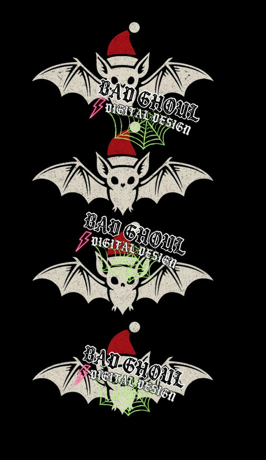 Santa Bats Sleeve PNG DOWNLOAD Black Fab Only