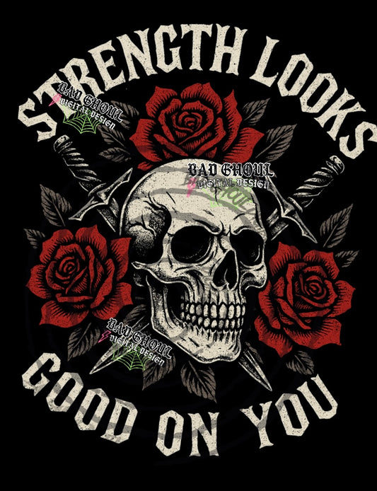 Strength Looks Good PNG DOWNLOAD Black Fabric Only