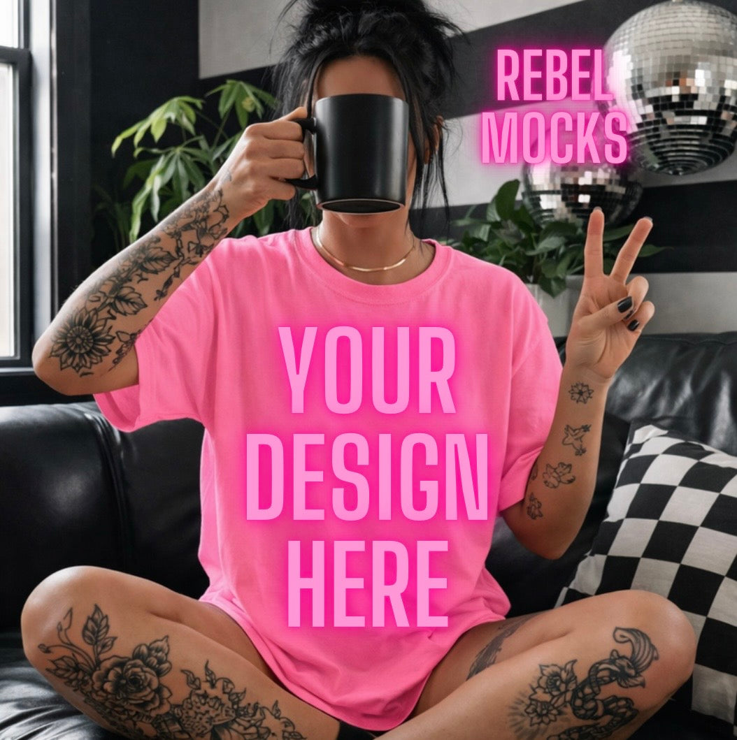 Safety Pink Tee | Edgy Alternative Mock Up