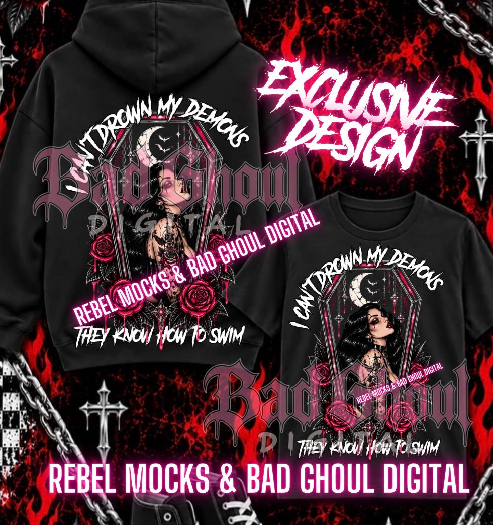 EXCLUSIVE| Drown My Demons| PNG DOWNLOAD | Black Fabric Only