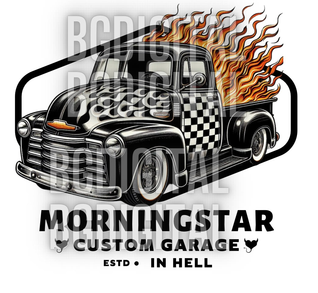 Sub Friendly Morning Star Garage Checkered Truck PNG Download