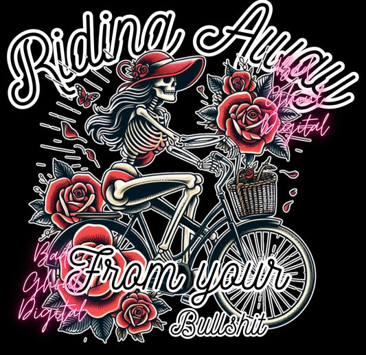 Riding Away From Your Bull PNG download sub & DTF friendly