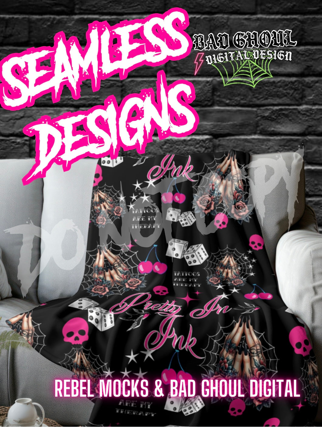 Tattoos Are My Therapy Seamless PNG Download
