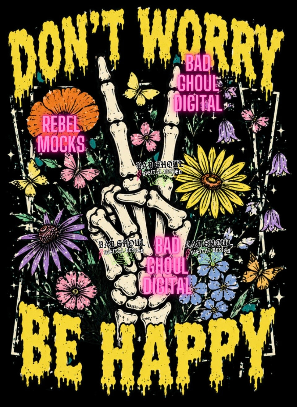 Don’t Worry|Black Fabric|PNG DOWNLOAD